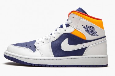 Air Jordan 1 Mid Royal Blue Laser Orange Women/Men 554724-131