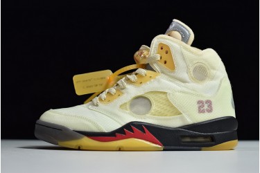 Off-White x Air Jordan 5 "Sail" White Yellow DH8565-100