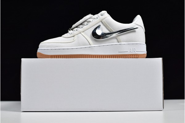 Travis Scott x Nike Air Force 1 "White" White Silver AQ4211-100