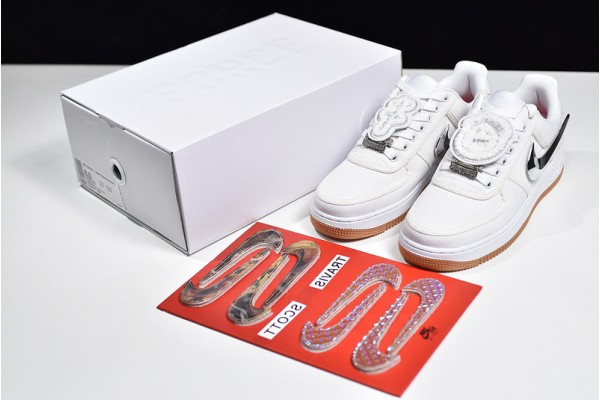 Travis Scott x Nike Air Force 1 "White" White Silver AQ4211-100
