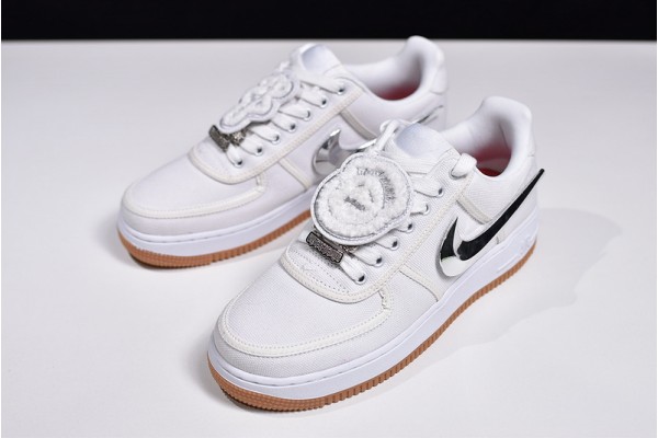 Travis Scott x Nike Air Force 1 "White" White Silver AQ4211-100