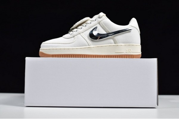 Travis Scott x Nike Air Force 1 "Sail" White Silver AQ4211-101