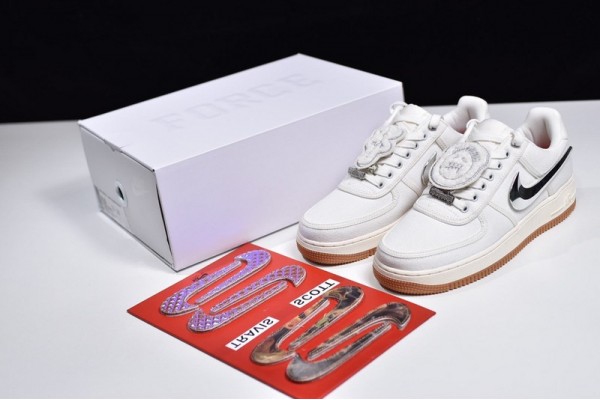 Travis Scott x Nike Air Force 1 "Sail" White Silver AQ4211-101