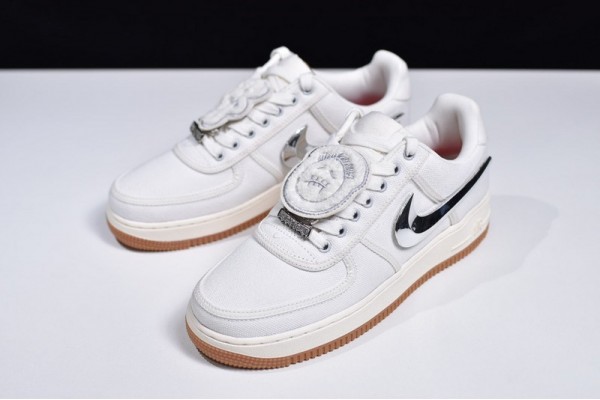Travis Scott x Nike Air Force 1 "Sail" White Silver AQ4211-101