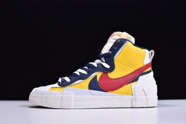 Sacai x Nike Blazer Mid "Maize Navy" Blue Red Yellow BV0072-700