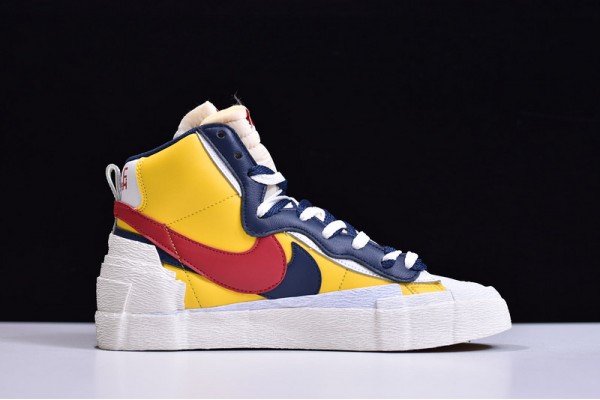 Sacai x Nike Blazer Mid "Maize Navy" Blue Red Yellow BV0072-700