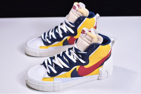Sacai x Nike Blazer Mid "Maize Navy" Blue Red Yellow BV0072-700