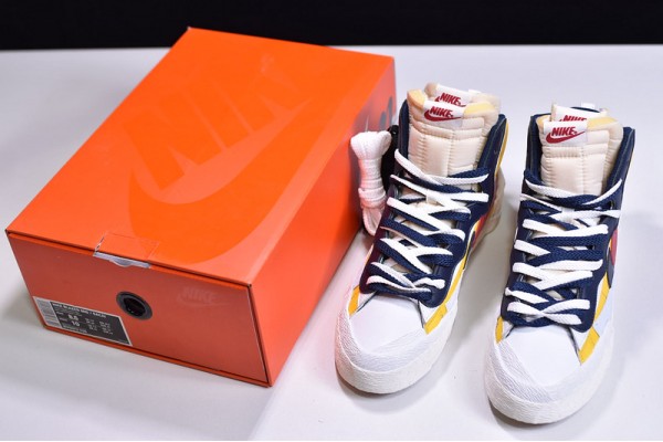 Sacai x Nike Blazer Mid "Maize Navy" Blue Red Yellow BV0072-700