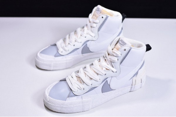 Sacai x Nike Blazer Mid "White Grey" Triple White BV0072-100