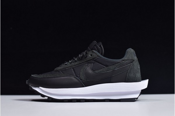 Sacai x Nike LVD Waffle Daybreak "White Nylon" Black White BV0073-101