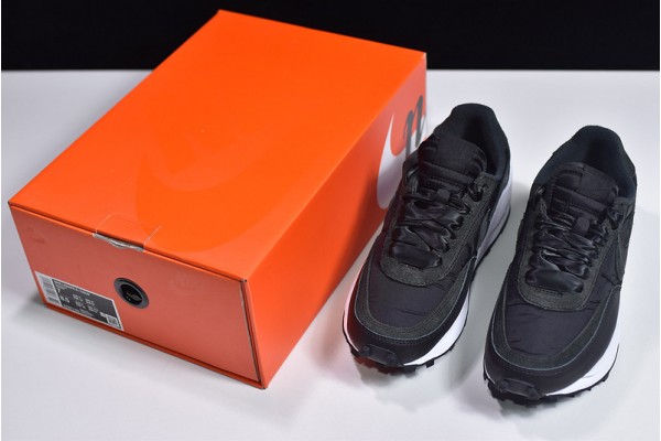 Sacai x Nike LVD Waffle Daybreak "White Nylon" Black White BV0073-101