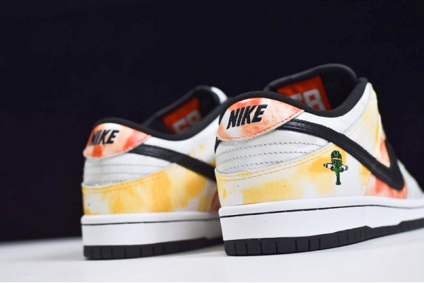 Nike Dunk SB Low Pro "Raygun Tie-Dye" White Yellow Orange BQ6832-101