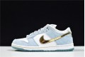 Sean Cliver x Nike SB Dunk Low "Holiday Special" Blue White Gold DC9936-100
