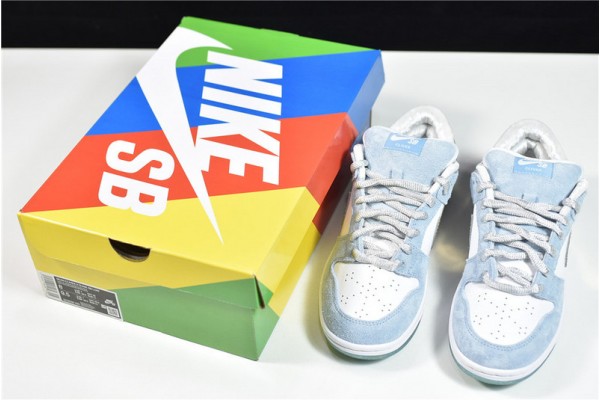 Sean Cliver x Nike SB Dunk Low "Holiday Special" Blue White Gold DC9936-100