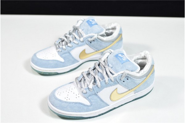 Sean Cliver x Nike SB Dunk Low "Holiday Special" Blue White Gold DC9936-100